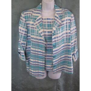 VTG First Option Twin Set Blazer & Sleeveless Top Size Medium Plaid USA Made